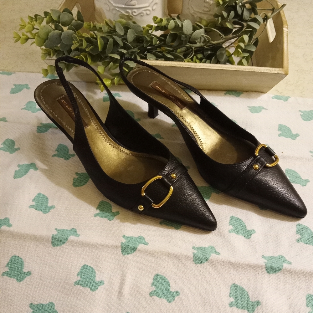 Antonio Melanie Leather Kitten Heels